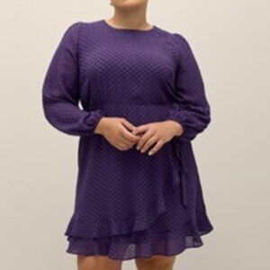 Penningtons Purple plus size Faux-Wrap Dress with Ruffled Tiered Hem size18